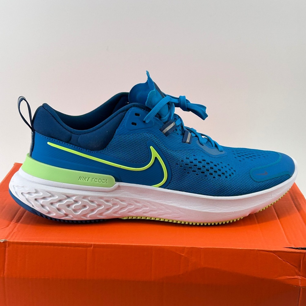 Nike React Miler 2 Men 10 Imperial Blue Lime Glow CW7121-402 New